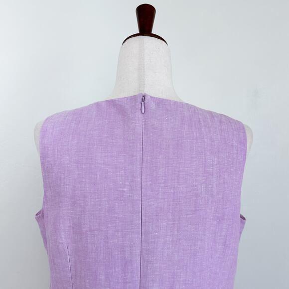 Talbots Lilac Embroidered Linen Sleeveless Dress - Picture 7 of 10